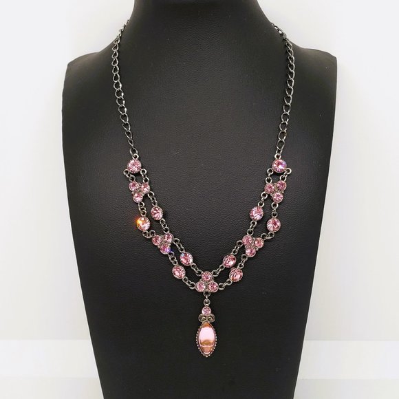 Beautiful Sparkling Pink Beaded Y Drop Necklace - Picture 2 of 10
